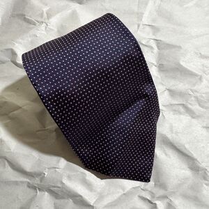 T.M. LEWIN Men's 100% Silk Necktie Purple Polka Dot 58"x3.5"